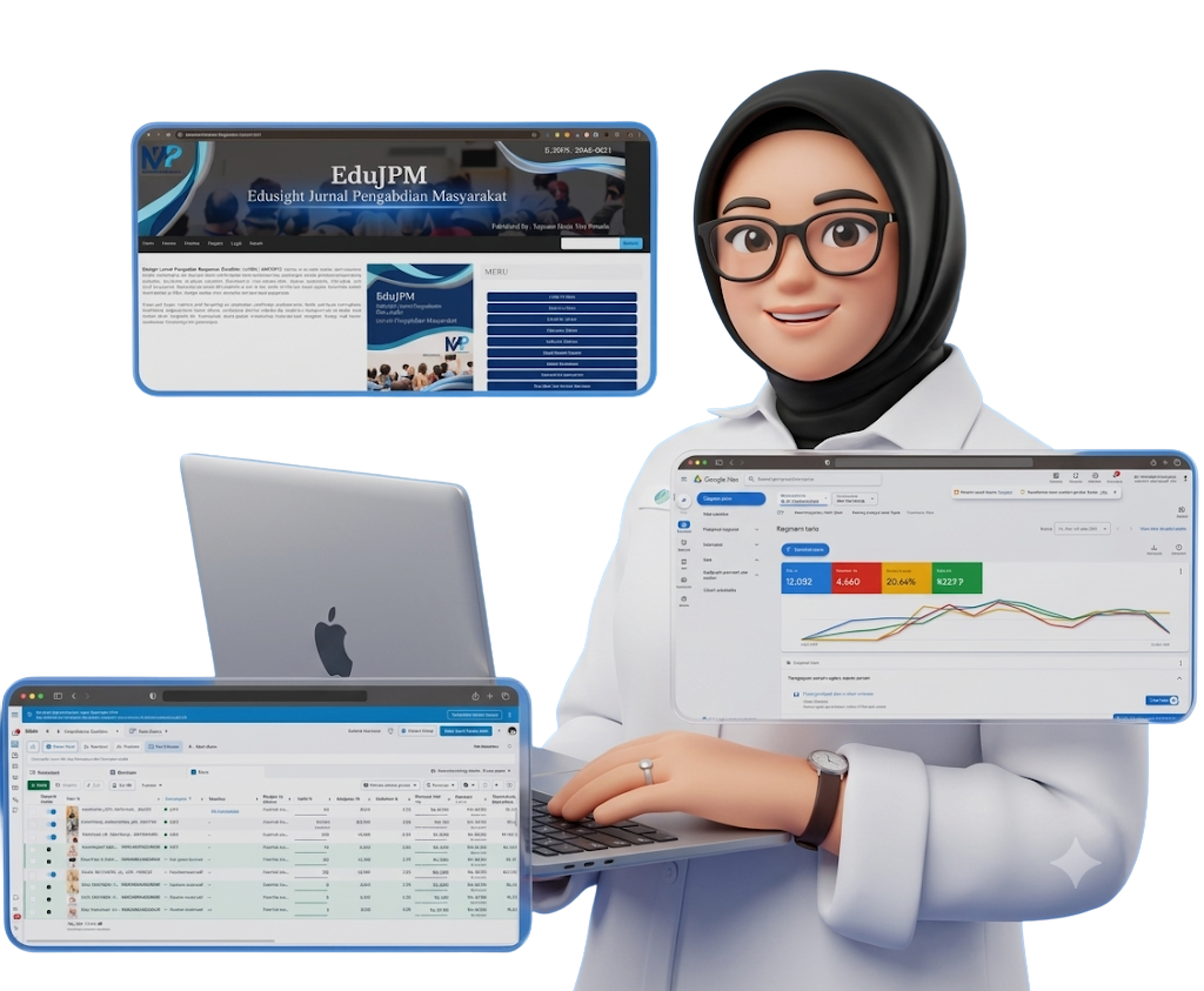 Nusa Agency OJS expert with laptop illustrations